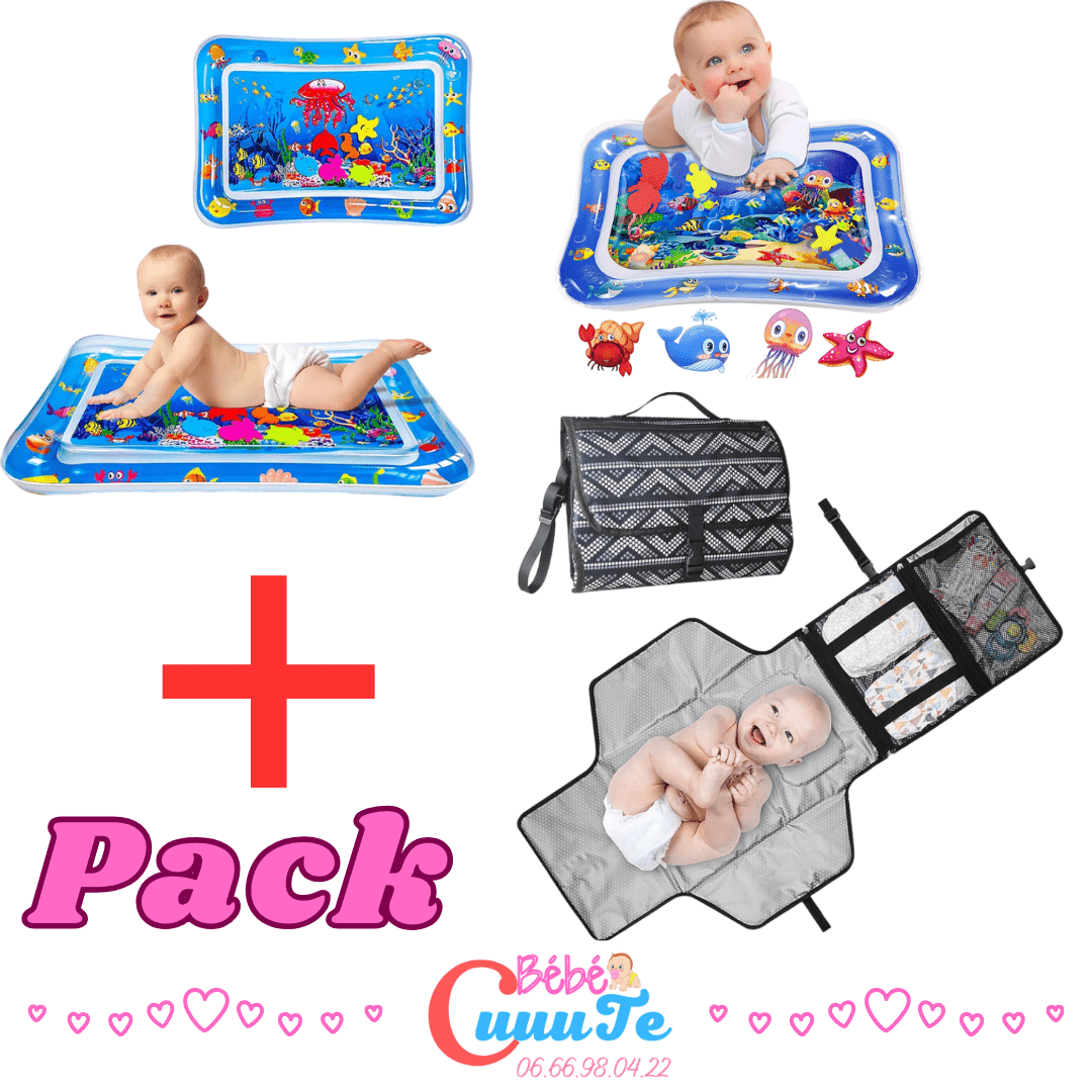 Pack Tapis d'eau Gonflable +  Tapis de change Matelas Pliable à langer Produit_bebe_maroc