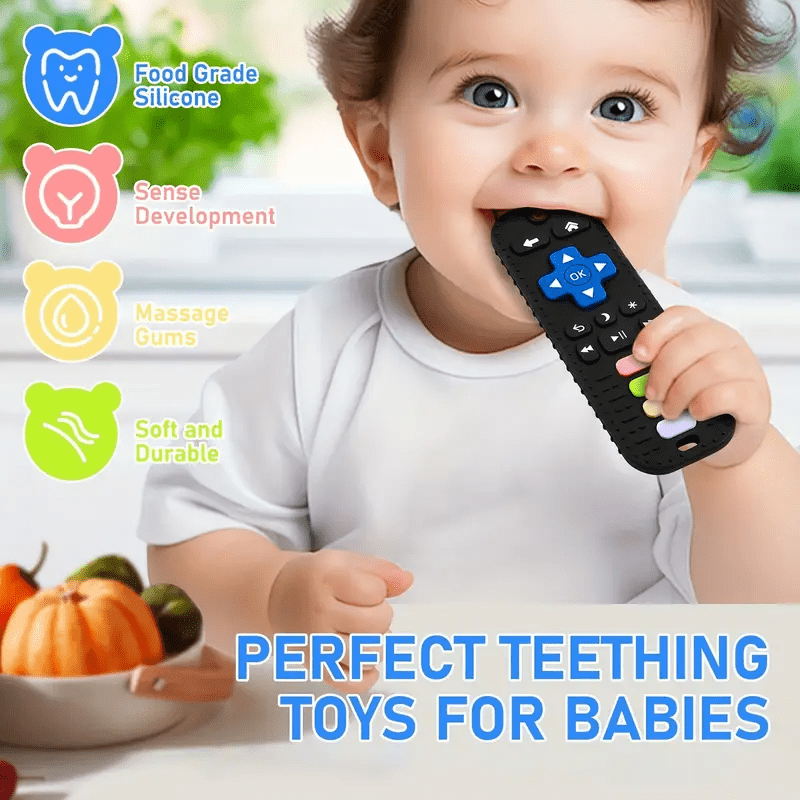 Anneau de Dentition Télécommande en Silicone avec Boutons Numériques Jouet de Dentition Produit_bebe_maroc