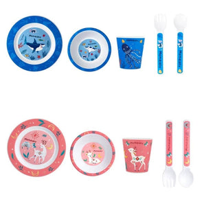 Set Repas Bébé 5 Pièces Sans BPA – Bol, Cuillère, Fourchette & Assiette pour Repas Sûrs
