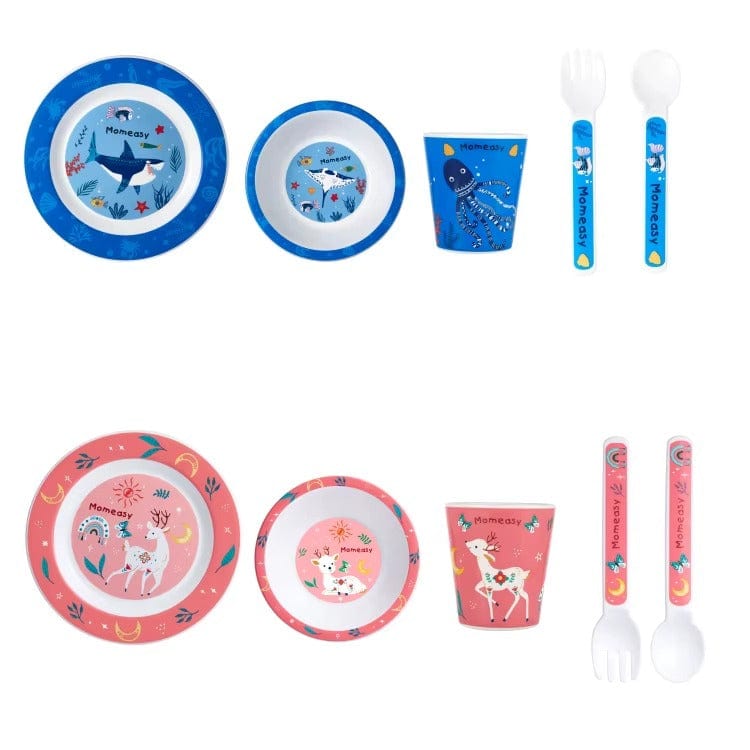 Set Repas Bébé 5 Pièces Sans BPA – Bol, Cuillère, Fourchette & Assiette pour Repas Sûrs