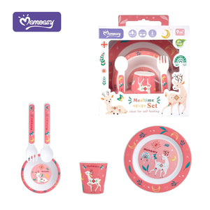 Set Repas Bébé 5 Pièces Sans BPA – Bol, Cuillère, Fourchette & Assiette pour Repas Sûrs