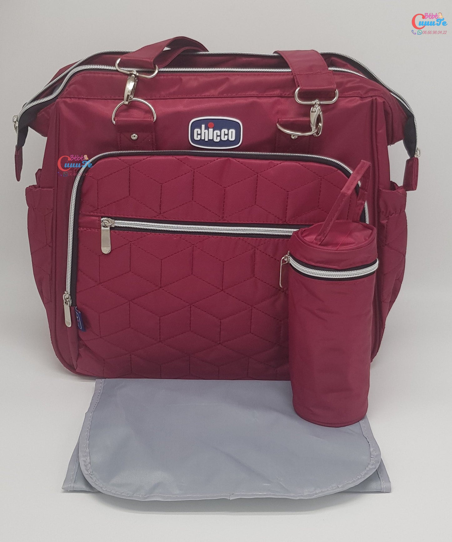 SAC À LANGER CHICCO 3 PIECES BLEU/VERT/ROUGE - Bébé CuuuTe