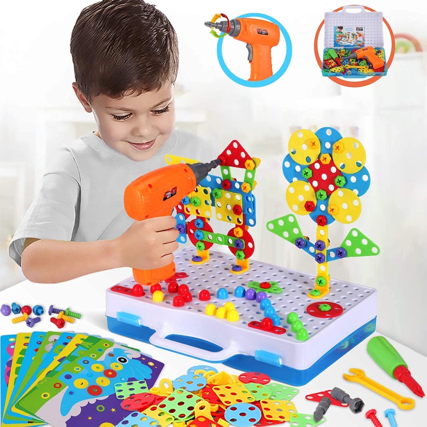 Jouets Puzzle  de Construction, ensembles d'outils de jeu pour enfants,