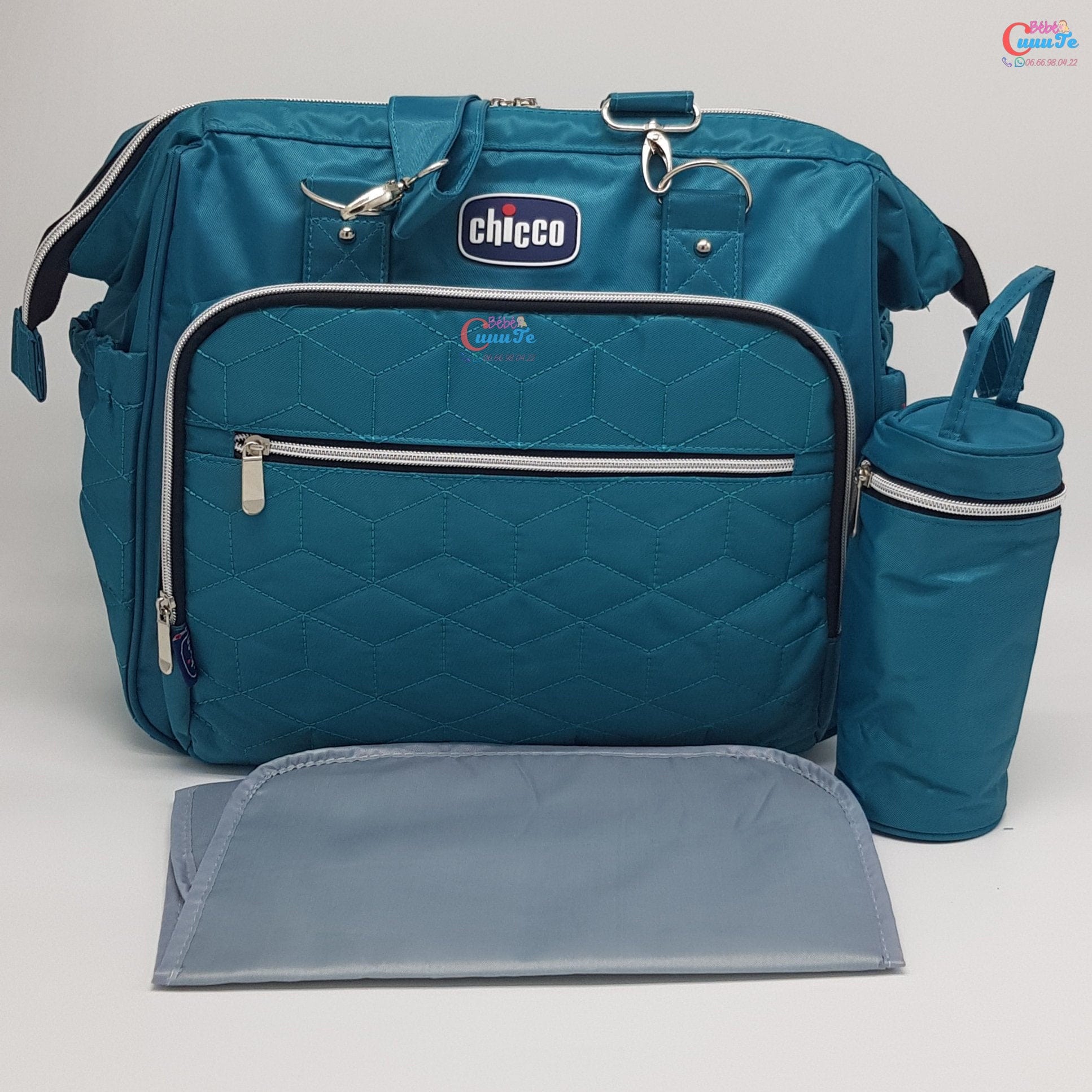 SAC À LANGER CHICCO 3 PIECES BLEU/VERT/ROUGE