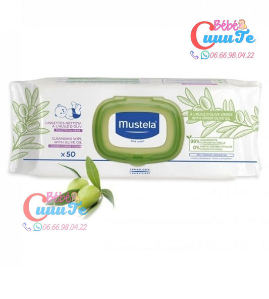 Lingettes Nettoyantes A L’huile D’olive 50 Unités-Mustela - Bébé CuuuTe